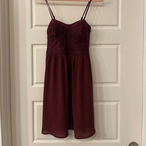 Burgundy dress with lace detail size small